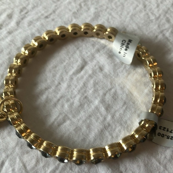 Gold tone slip on faux gem bracelet with gold charm - Picture 11 of 16